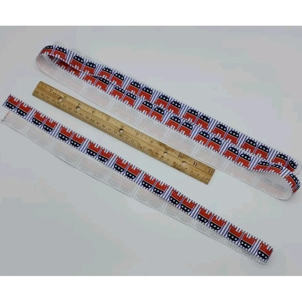 Republican GOP Elephant Ribbon Red‎ White Blue Grosgrain Craft 2 Pcs 36in & 68in